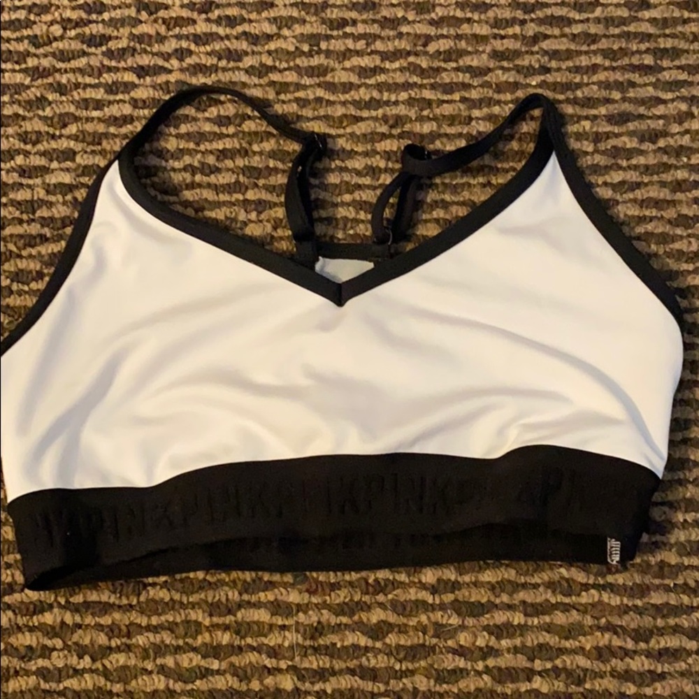 A pink sports bra